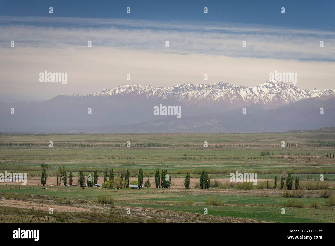 Beautiful view to landscape and andean snowy peaks in the countryside Stock Photo