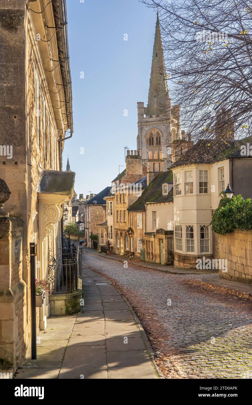 Looking down Barn Hill in Stamford Lincolnshire  England Stock Photo