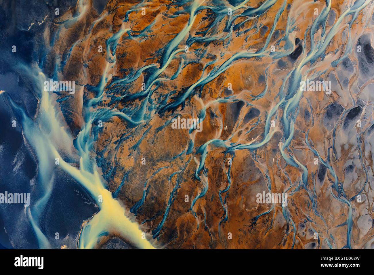 An overhead shot captures the mesmerizing patterns of river channels An overhead shot captures the mesmerizing patterns of river channels