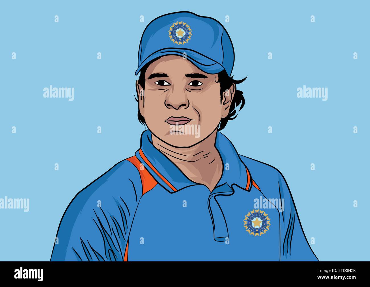 Vector illustration of Indian Cricketer Sachin Tendulkar Stock Vector