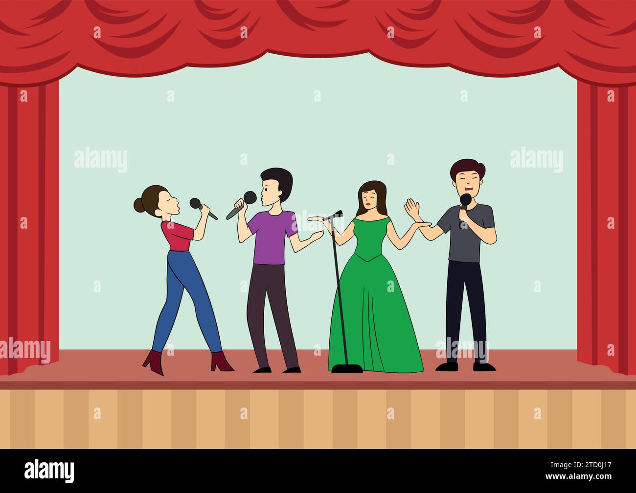 Vector illustration of musicians performing in concert Stock Vector