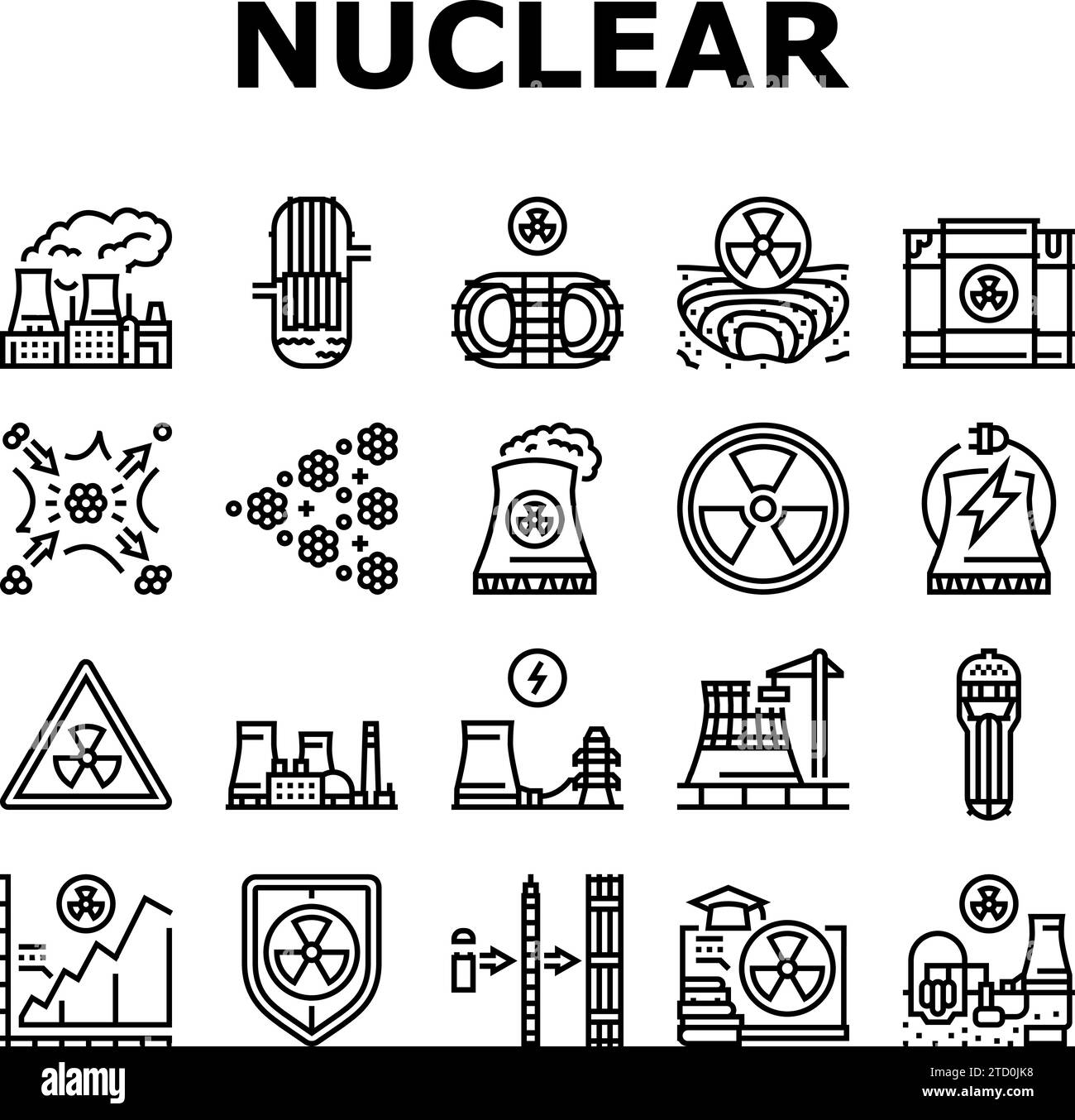 nuclear energy power plant icons set vector Stock Vector Image & Art ...