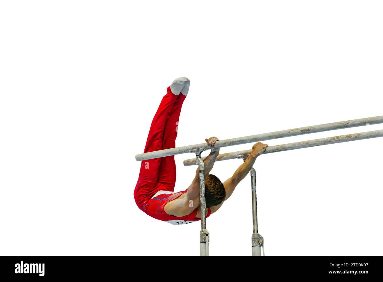athlete gymnast exercise on parallel bars competition artistic