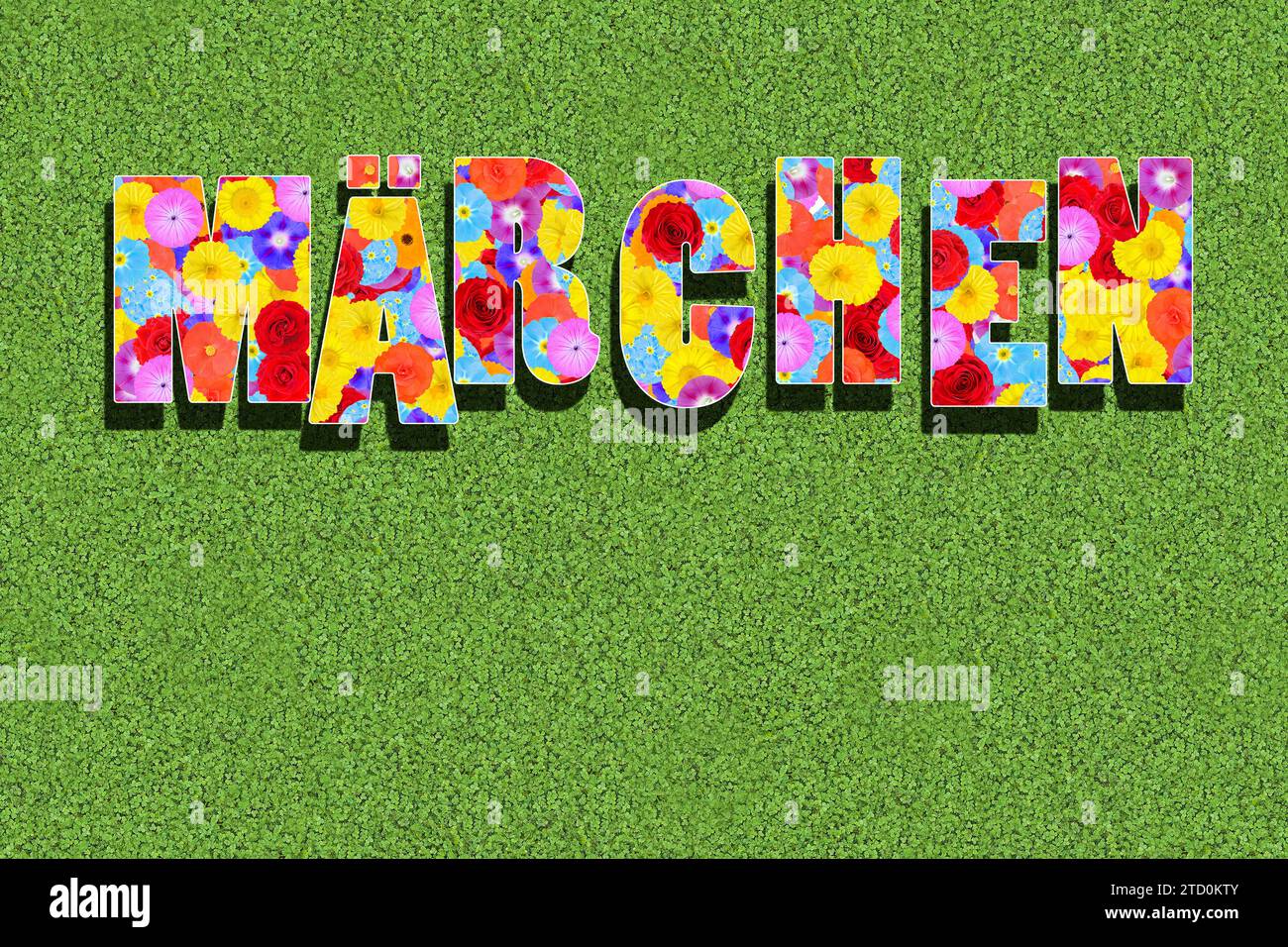 the german word Märchen, fairy tale written with colourful flowers on a