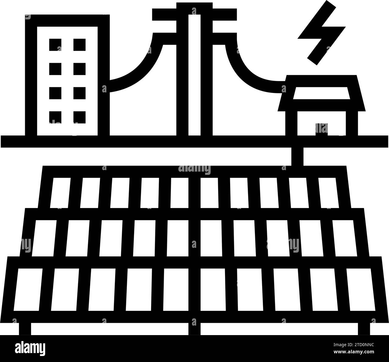 grid integration solar panel line icon vector illustration Stock Vector ...