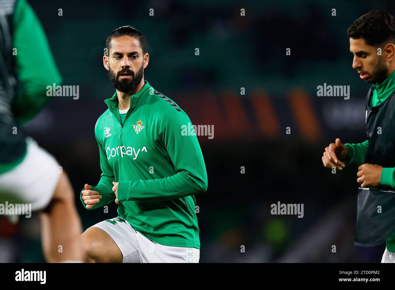 Seville, Spain. 14th December 2023. Isco (22) of Real Betis is waming up before the UEFA Europa League match between Real Betis and Rangers at the Estadio Benito Villamarin in Seville. (Photo credit: Gonzales Photo - Andres Gongora). Credit: Gonzales Photo/Alamy Live News Stock Photo