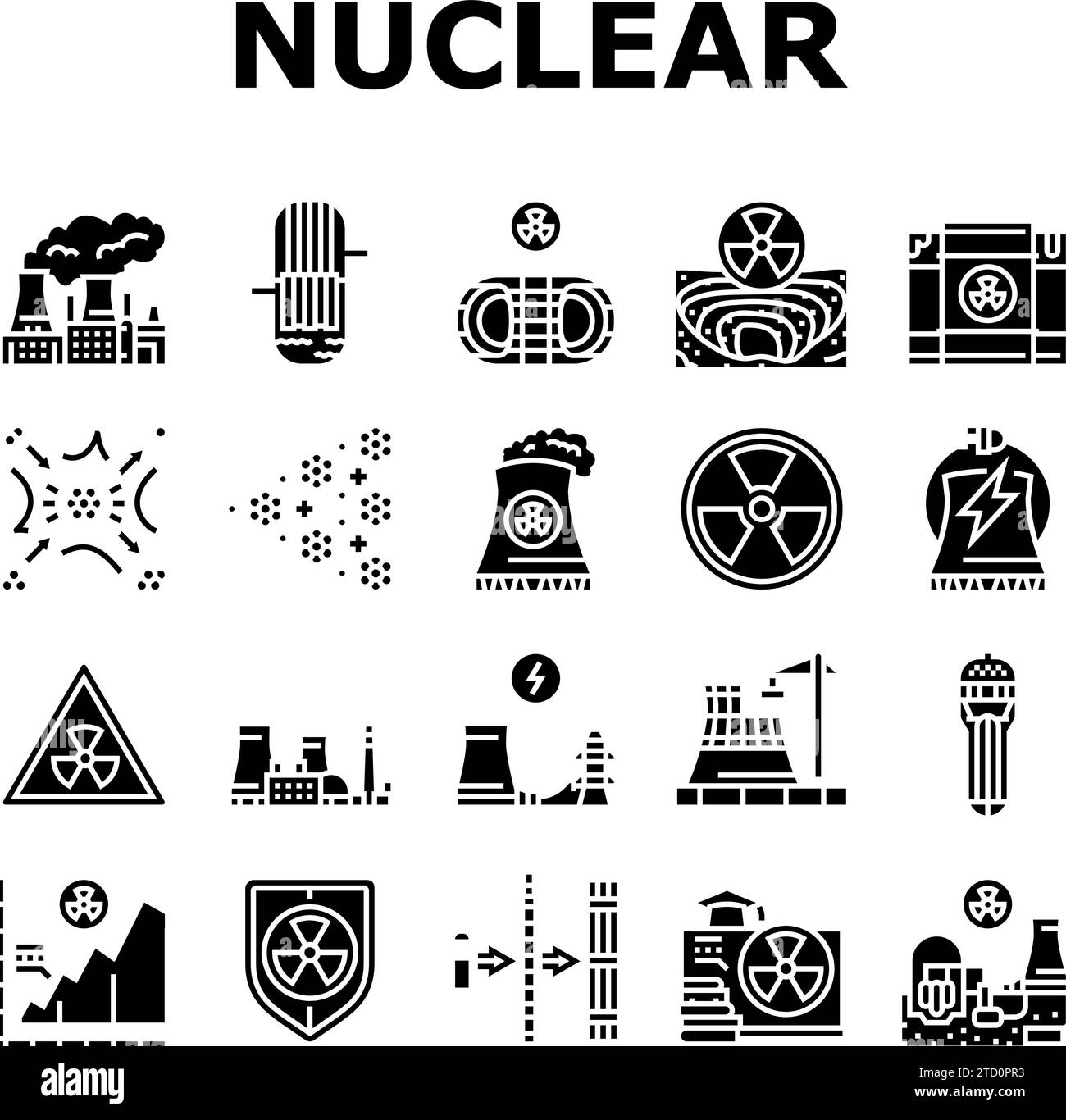 nuclear energy power plant icons set vector Stock Vector Image & Art ...