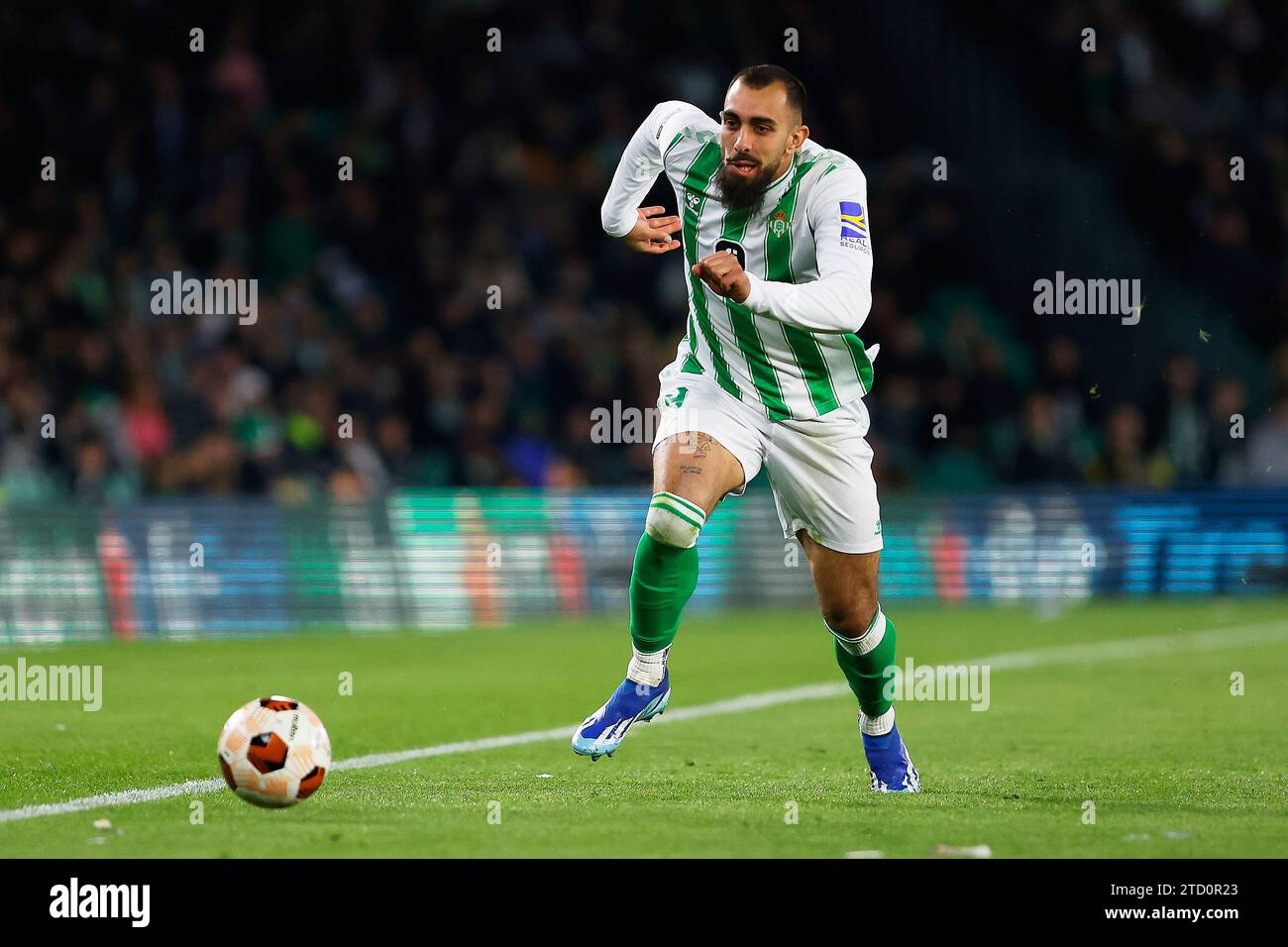 Seville, Spain. 14th December 2023. Borja Iglesias (9) of Real Betis seen during the UEFA Europa League match between Real Betis and Rangers at the Estadio Benito Villamarin in Seville. (Photo credit: Gonzales Photo - Andres Gongora). Credit: Gonzales Photo/Alamy Live News Stock Photo