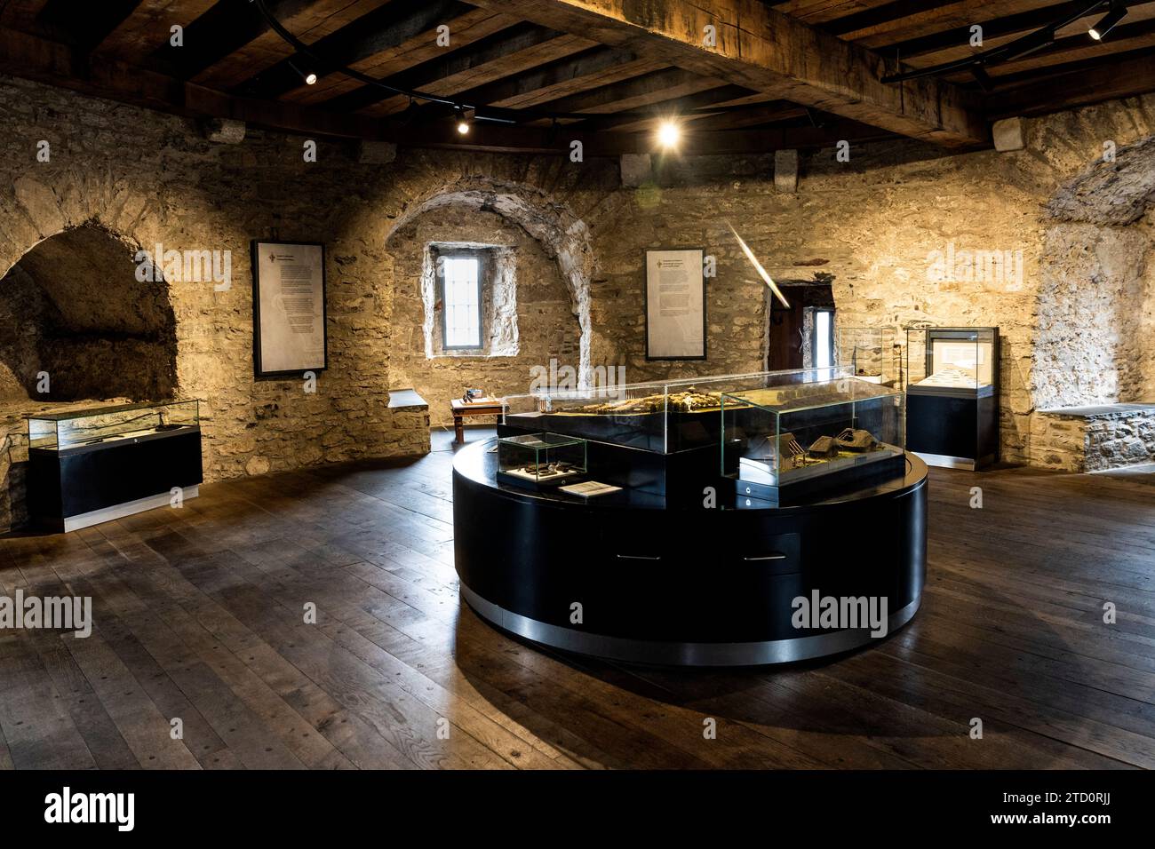 Display of archaeological finds inside the Reginald's Tower, an archeological museum dedicated to Viking period of Waterford, Waterford city, Ireland Stock Photo
