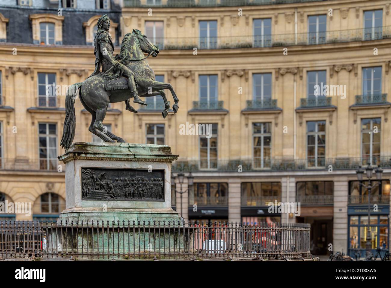 Place des Victoires ,the first circular place of its kind and built around a statue in honour of King Louis XIV ,Paris, France Stock Photo