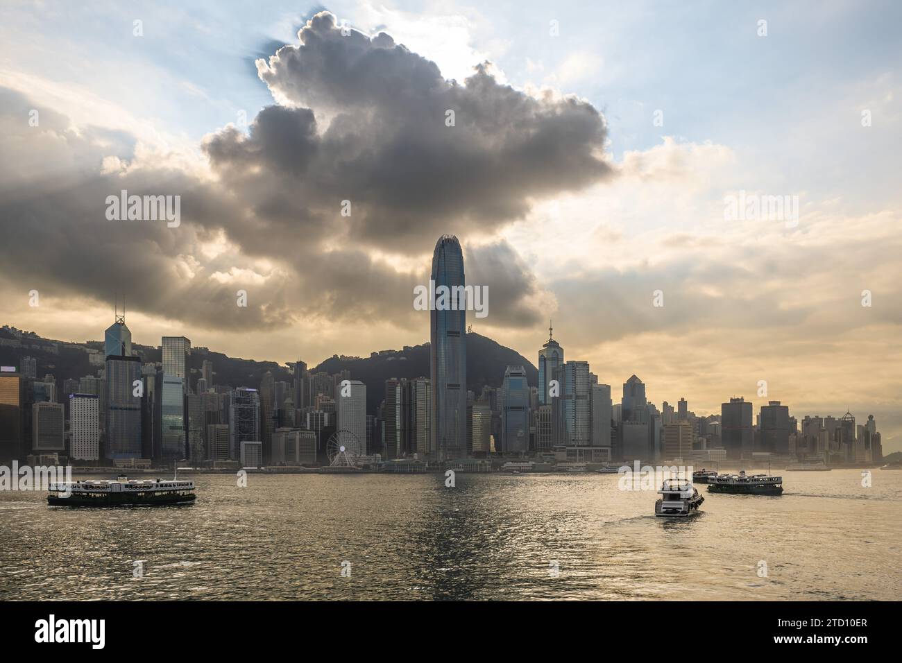 scenery of victoria harbor and hongkong island in hong kong, China Stock Photo