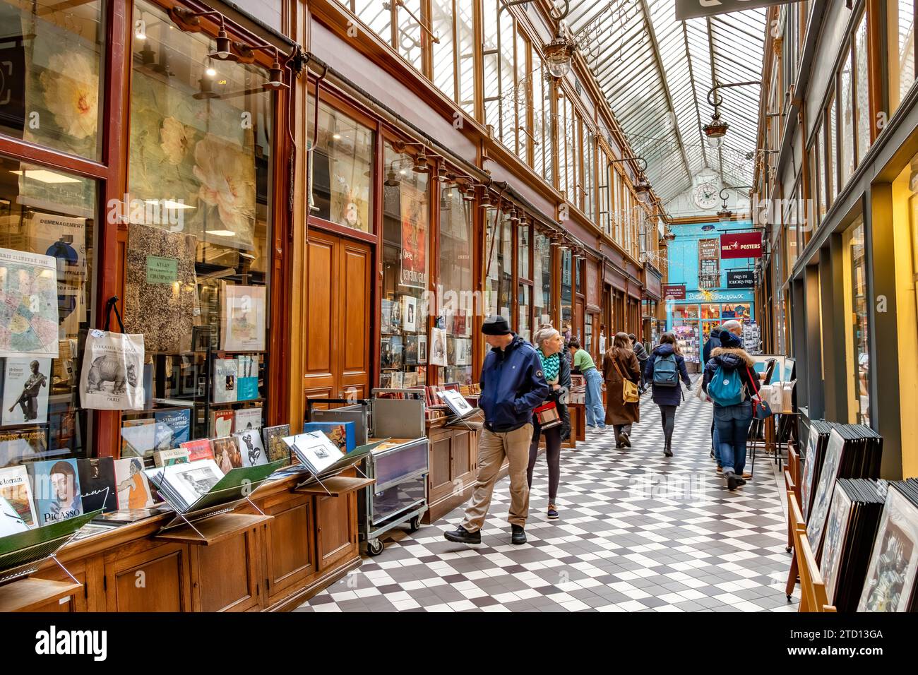 Librairie du Passage, a vintage and rare bookshop inside Passage Jouffroy, one of the most popular covered shopping arcades in Paris, France Stock Photo