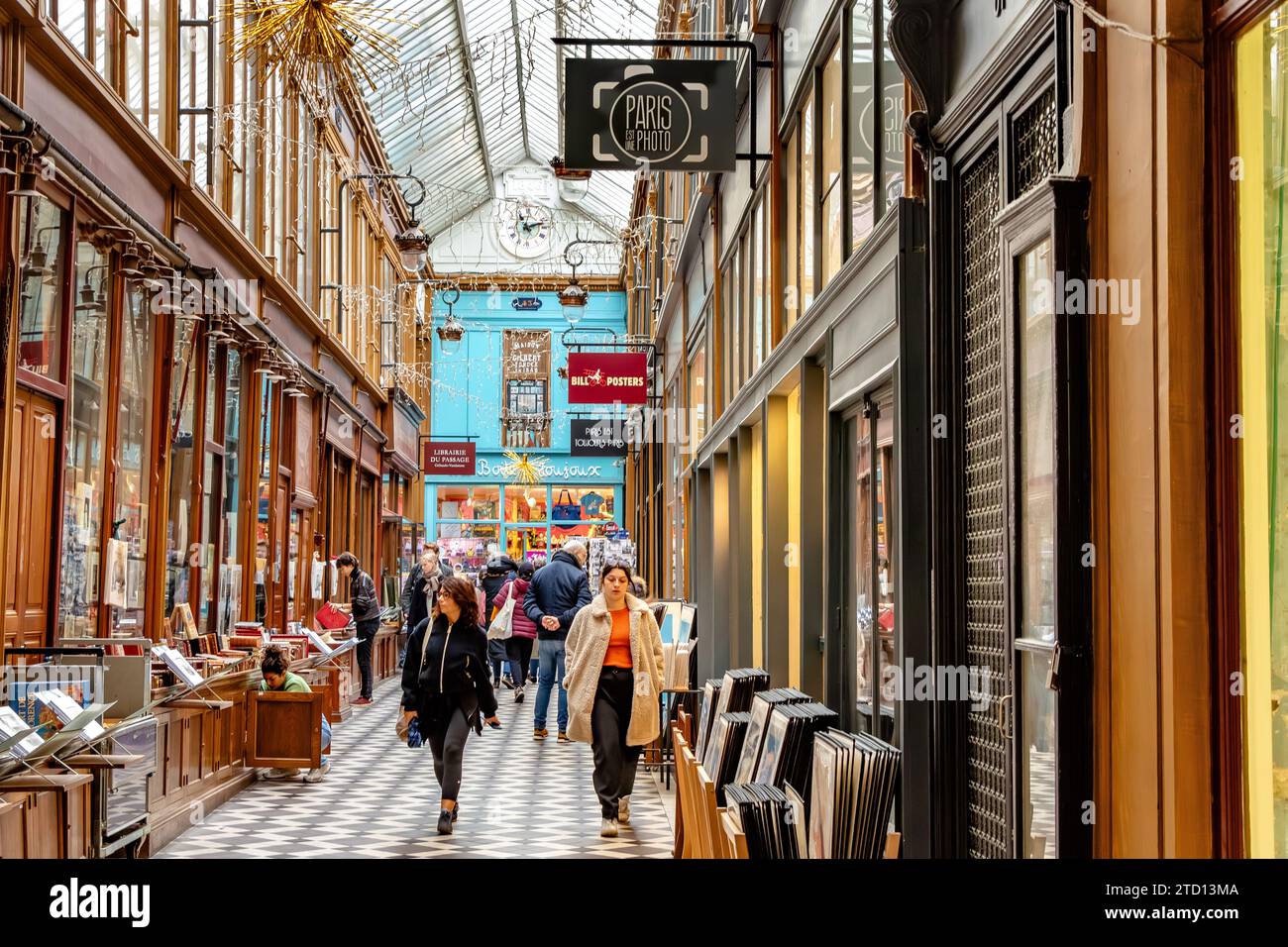 Completed in 1846,Passage Jouffroy is one of the most popular covered shopping arcades in Paris ,located in the 9th arrondissement of Paris, France Stock Photo