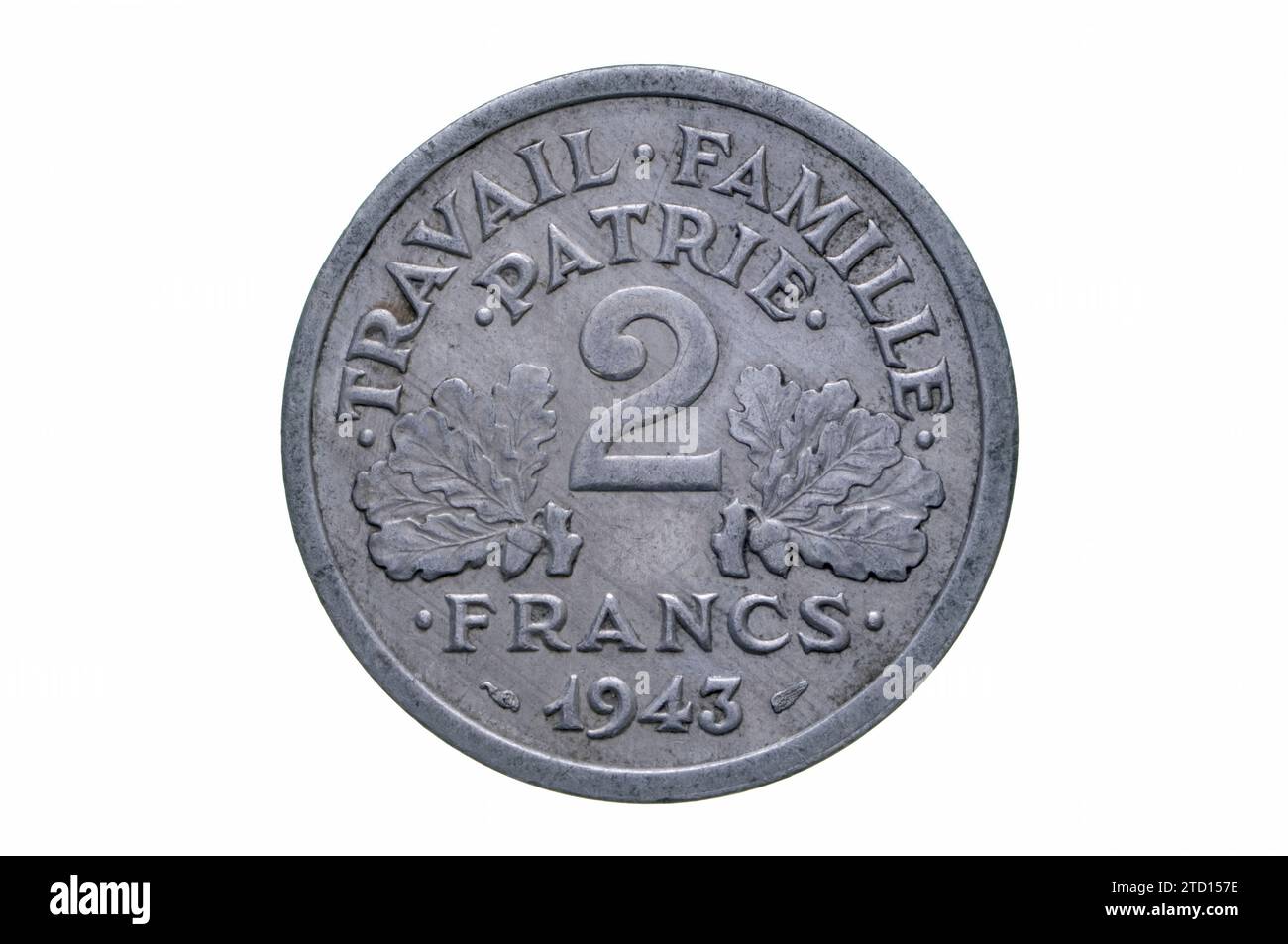 Vichy French State 2 Franc Coin Stock Photo