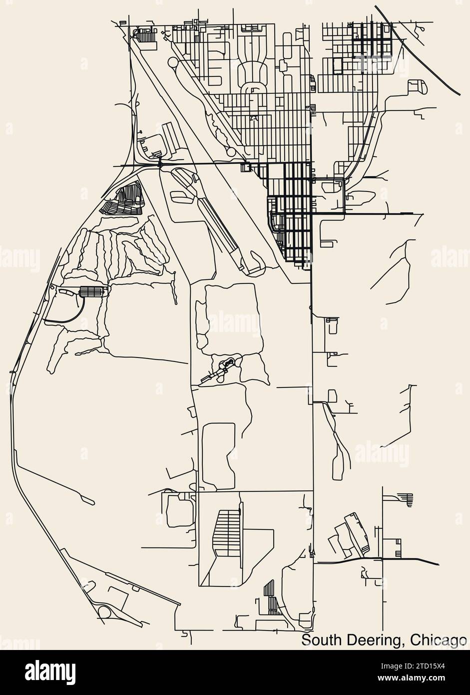 Street roads map of the SOUTH DEERING COMMUNITY AREA, CHICAGO Stock Vector Image & Art Alamy