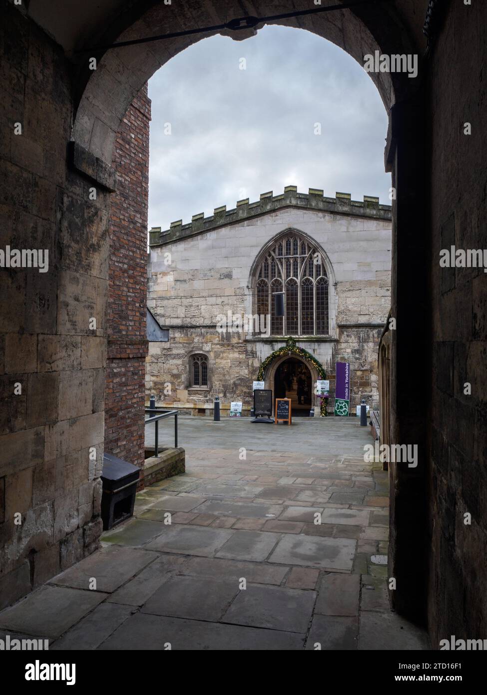 The Guildhall York viewed from the archway to St Helen's Square Stock Photo