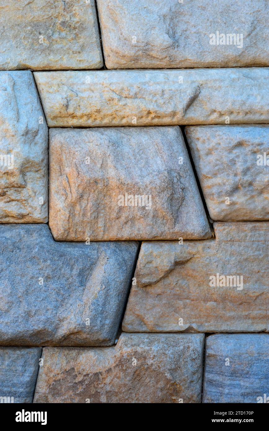 Well-fitted stones form a wall more than 2000 years old, Delos island, Greece Stock Photo