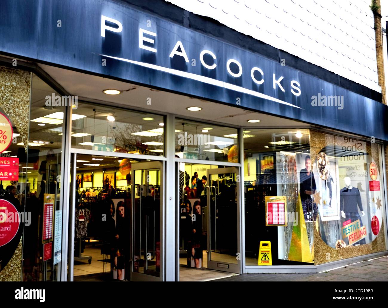 peacocks retail clothing shop, mortimer street,herne bay,north thanet, kent, uk december 2023 Stock Photo