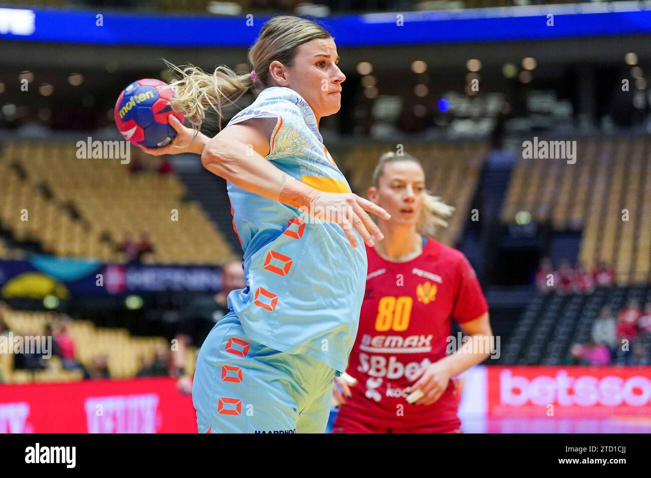 HERNING, DENMARK - DECEMBER 15: Angela Malestein of the Netherlands during the 26th IHF Women's World Championship Handball Final Round, 5-8 place match between Montenegro and Netherlands at Jyske Bank Boxen on December 15, 2023 in Herning, Denmark (Photo by Henk Seppen/Orange Pictures) Stock Photo