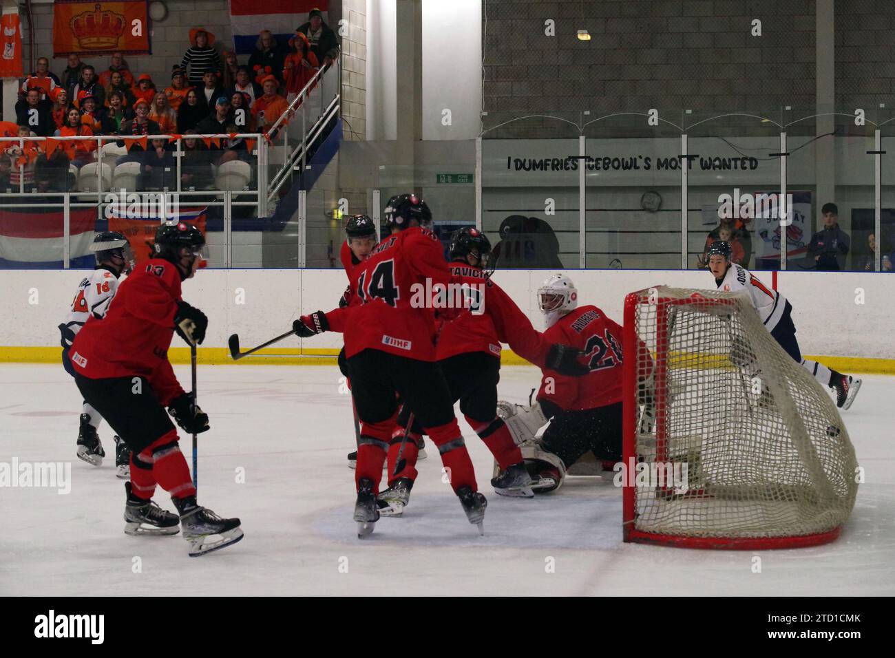 Dumfries, 15 December 2023. Netherlands scoring against Lithuania in a