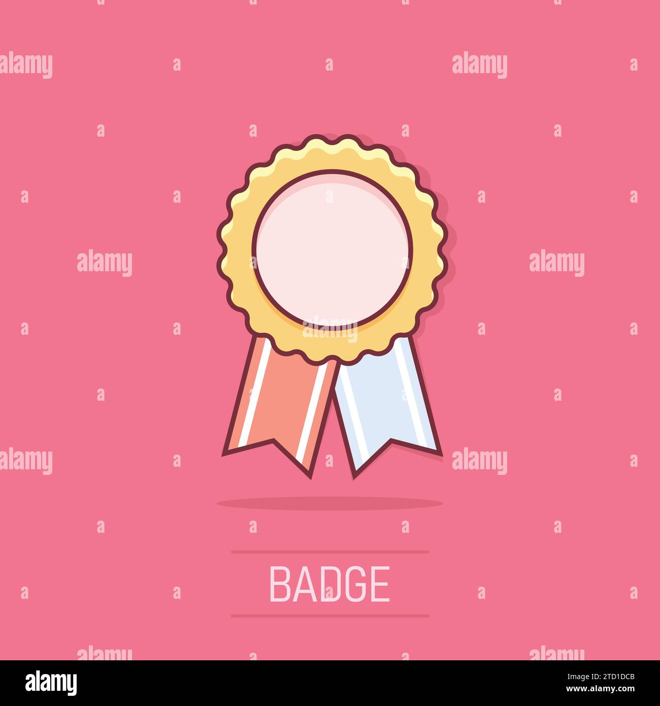 Vector cartoon award ribbon icon in comic style. Medal badge ...