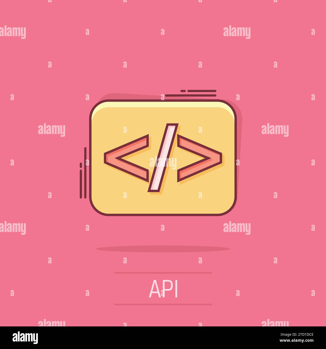 Vector cartoon open source icon in comic style. Api programming concept ...