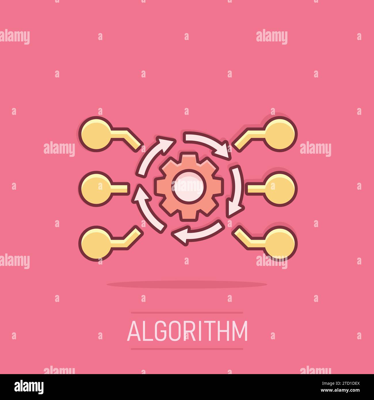 Vector cartoon algorithm api software icon in comic style. Gear with ...