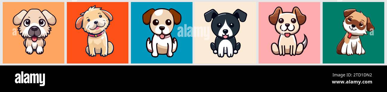 Cute funny cartoon dogs doodle vector set Stock Vector Image & Art - Alamy
