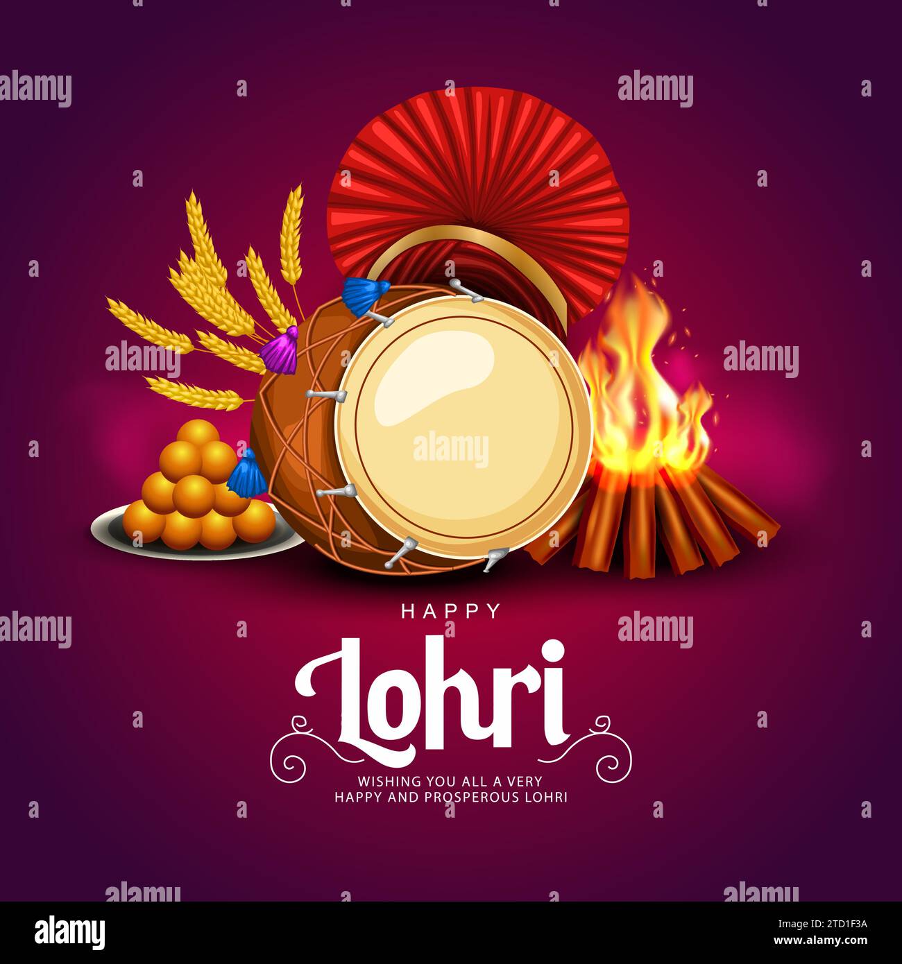 Happy Lohri festival of Punjab India background. lohri elements