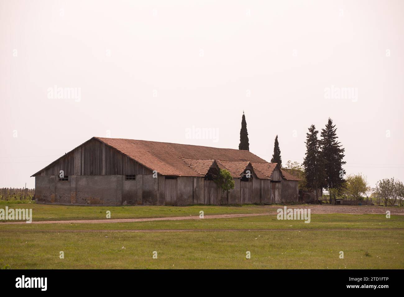 Ivanovka village Ismayilli district. Azerbaijan. 12.11.2021. Former airfield building. Stock Photo