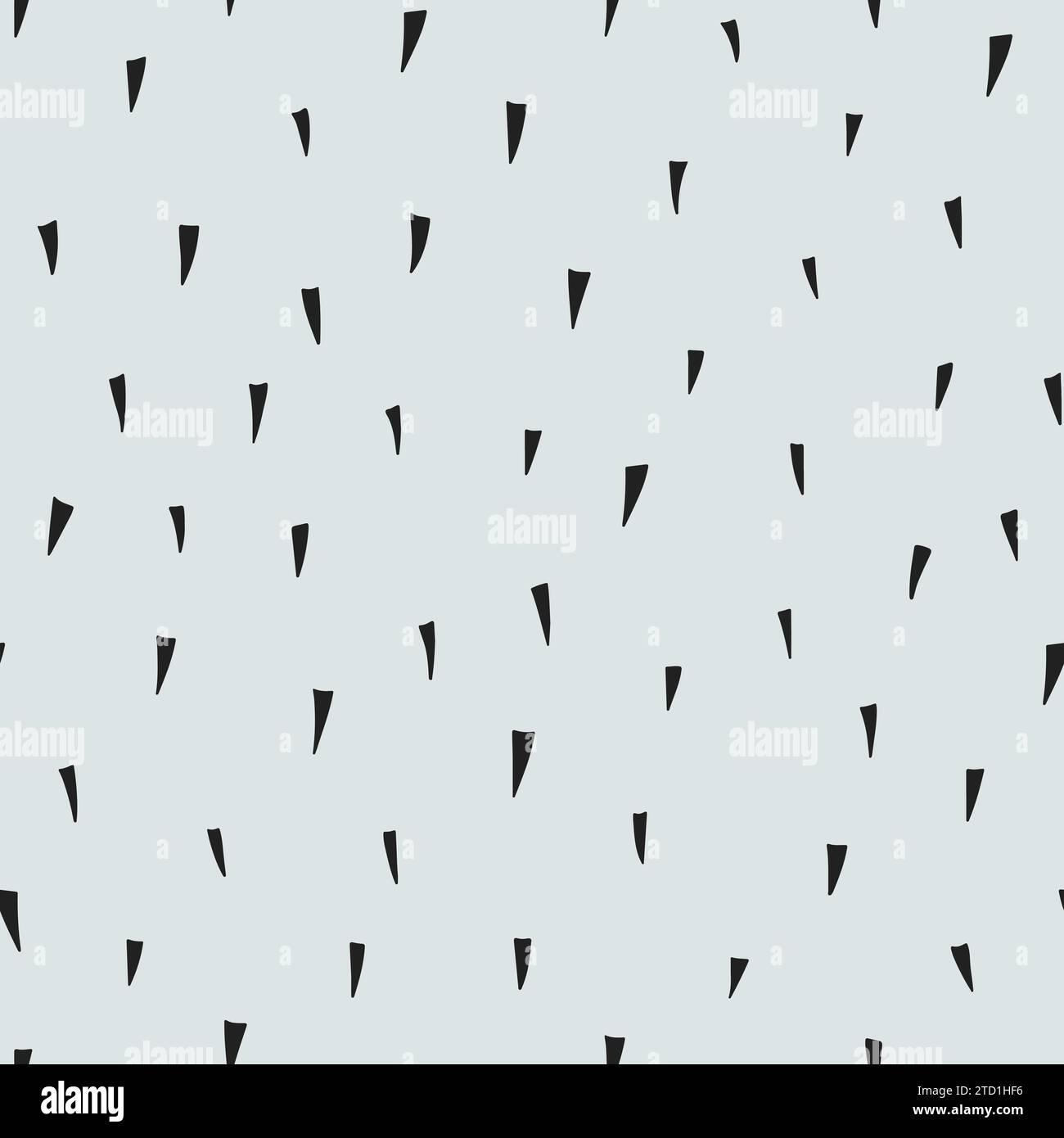 Black spiky triangles on a bluish grey background. Simple minimalistic thorn seamless pattern. Stock Vector