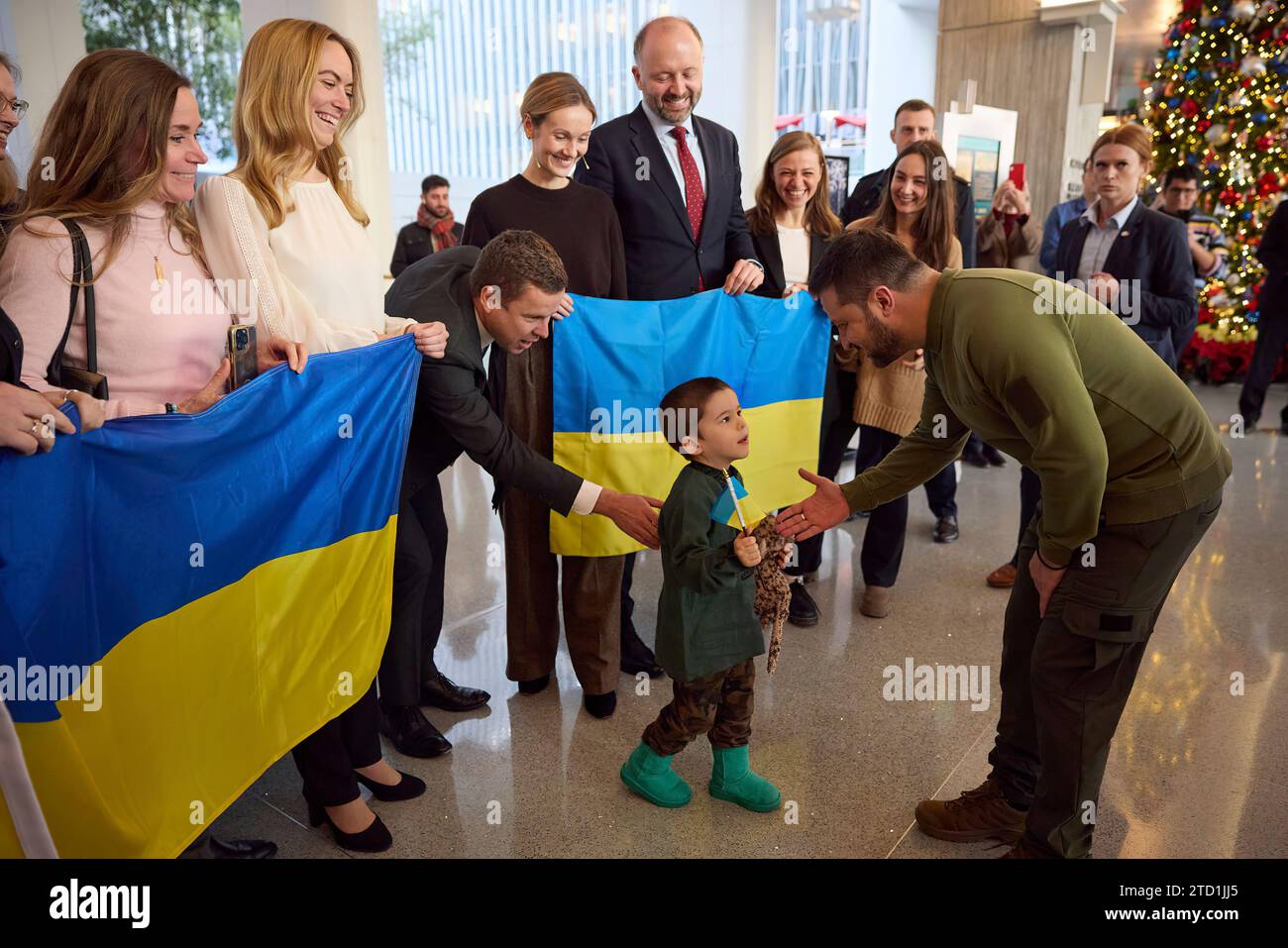 The President of Ukraine, Volodymyr Zelensky,  and his staff on a working visit to Washington DC. Zelensky visited Capitol Hill, the White House and the International Monetary Fund. (Photographs: The Ukraine Presidential Office) Stock Photo