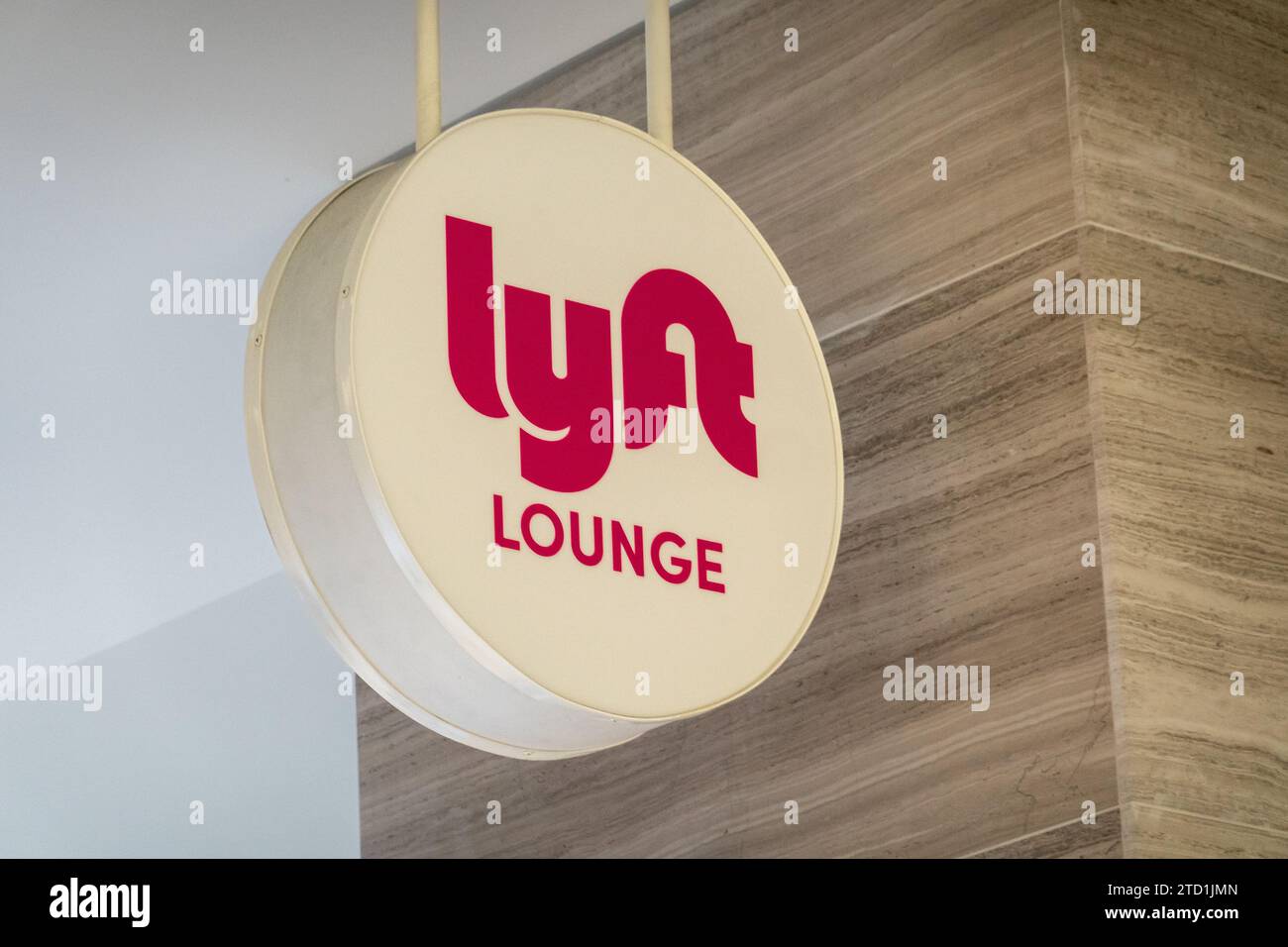 BLOOMINGTON, MN, USA - DECEMBER 12, 2023: Lyft Lounge kiost wating area at the Mall of America shopping mall. Stock Photo
