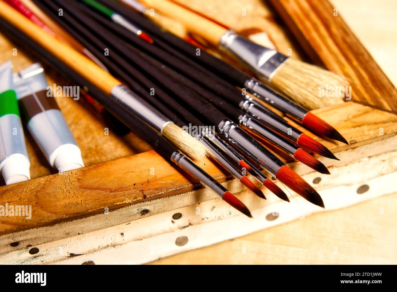 Paintbrushes and Oil Paints | Large Metal Wall Art Print | Great Big Canvas