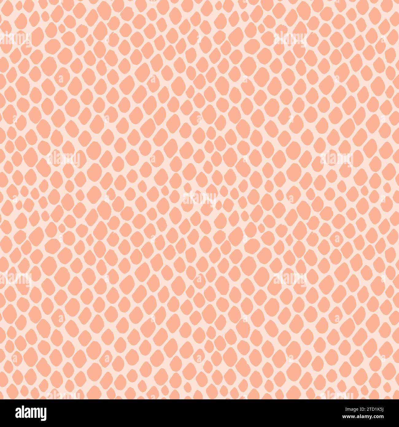 Snake skin seamless pattern with color of year 2024 Peach Fuzz. Texture of scales of crocodile, alligator, lizard, reptile. Fashion and luxury textile Stock Vector