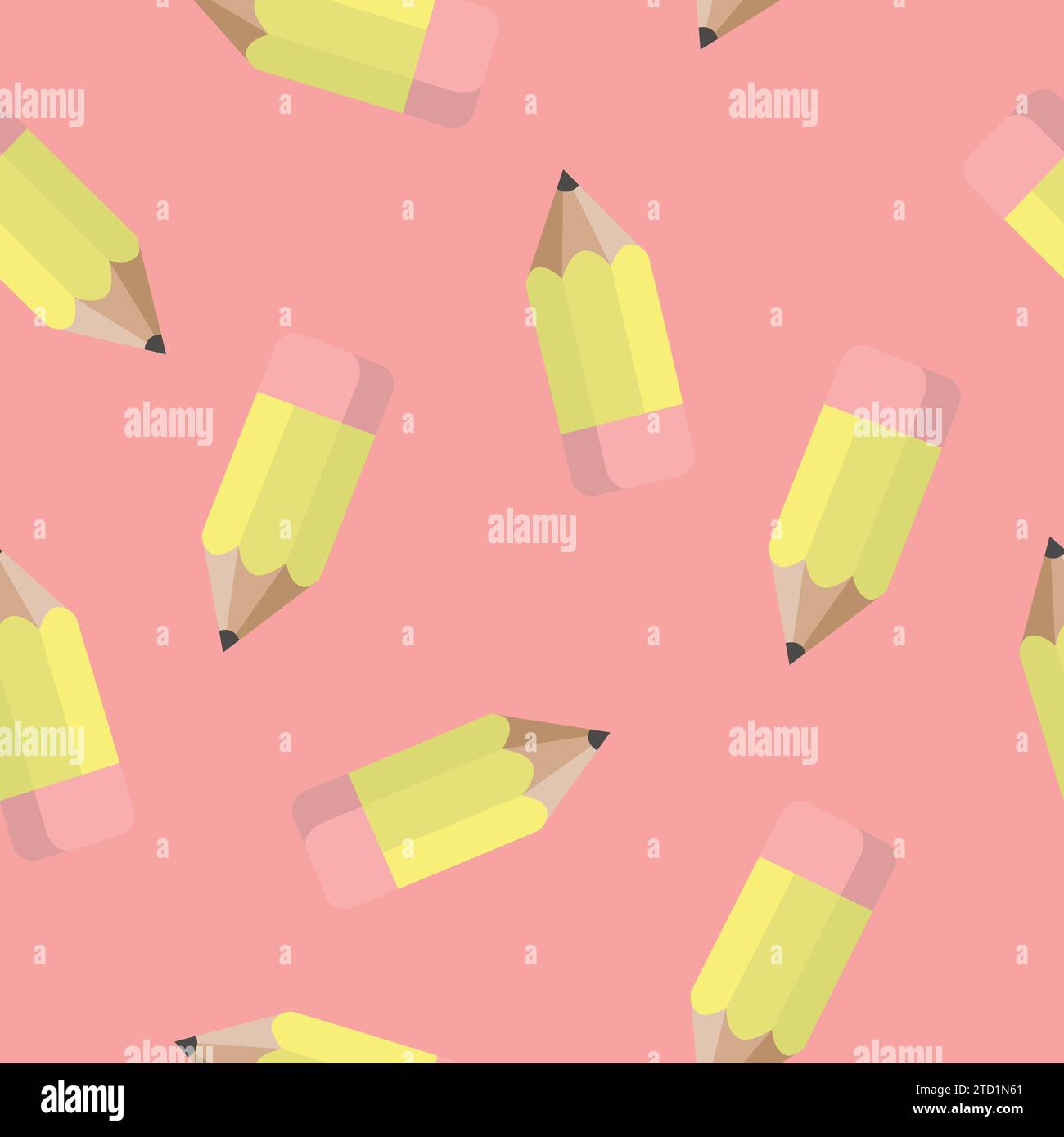 Pencil Pattern. Vector isolated seamless pattern with pencils Stock Vector