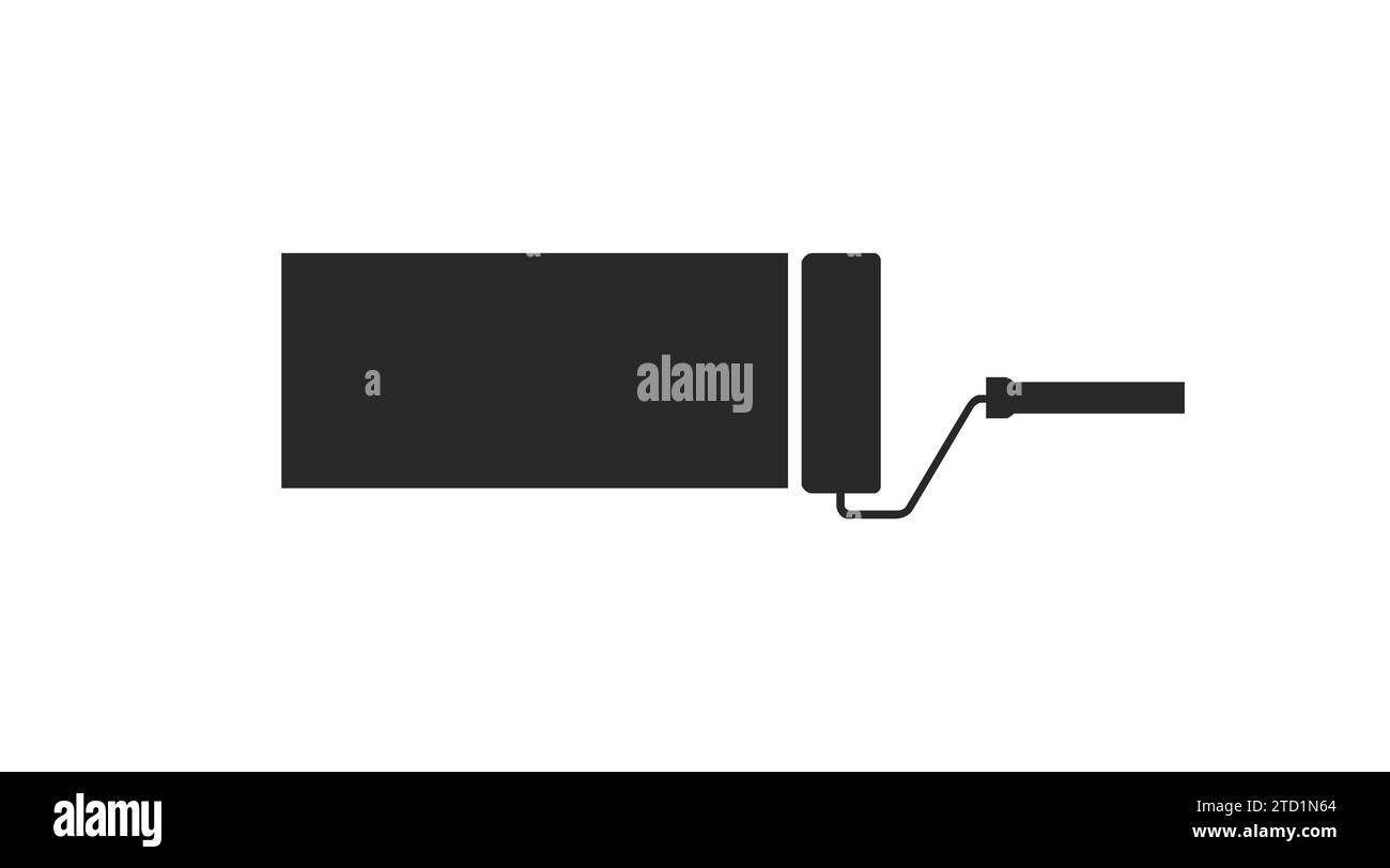 Black paint roller icon on white background. Vector isolated ...