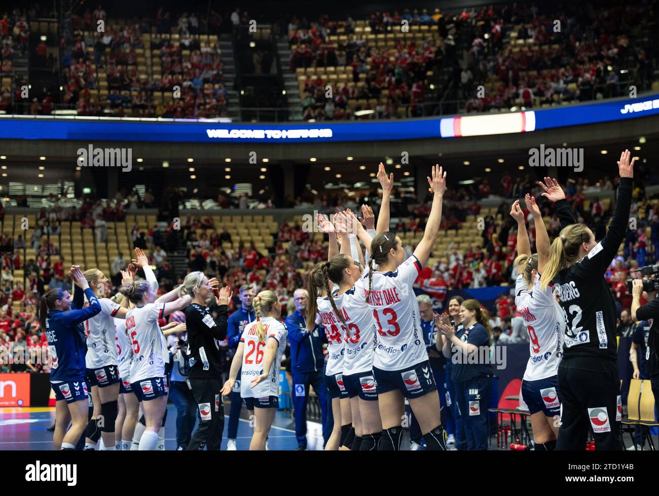 Herning, Denmark, December 15th 2023 Players of Norway celebrate after