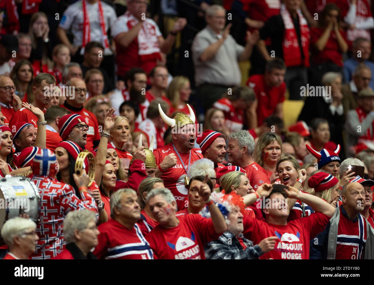 Herning, Denmark, December 15th 2023: Supporters of Norway are seen during the IHF Womens World Championship 2023 semi final game between Denmark and Norway at Jyske Bank Boxen in Herning, Denmark  (Ane Frosaker / SPP) Stock Photo
