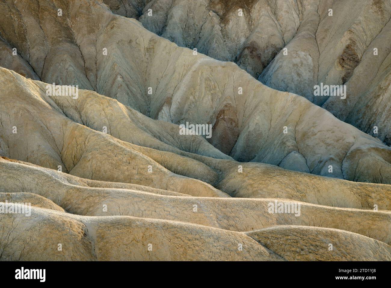 Siltstone badlands of the Furnace Creek Formation below Zabriskie Point in Death Valley National Park, California. Stock Photo