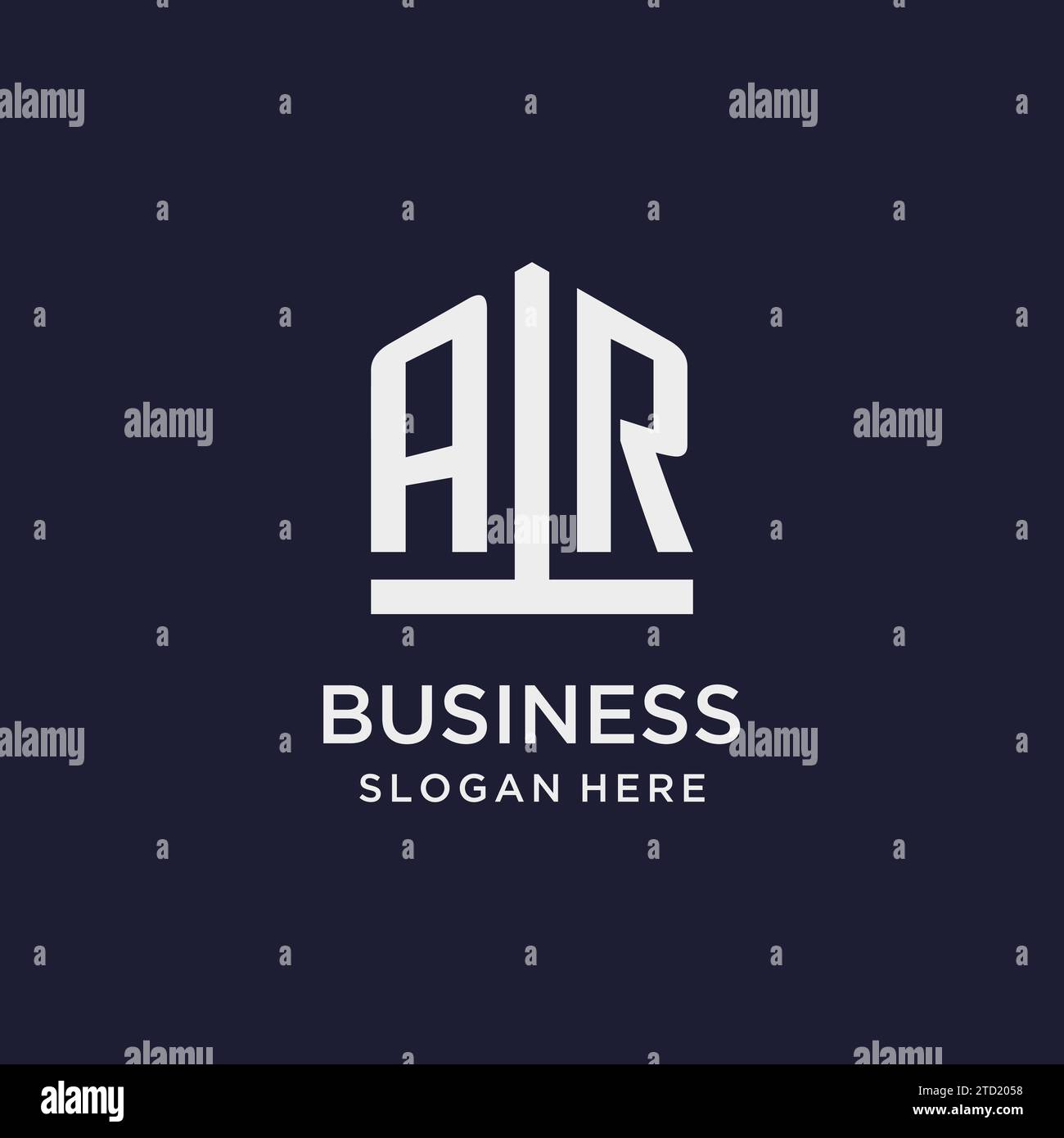 AR initial monogram logo design with pentagon shape style design ideas ...