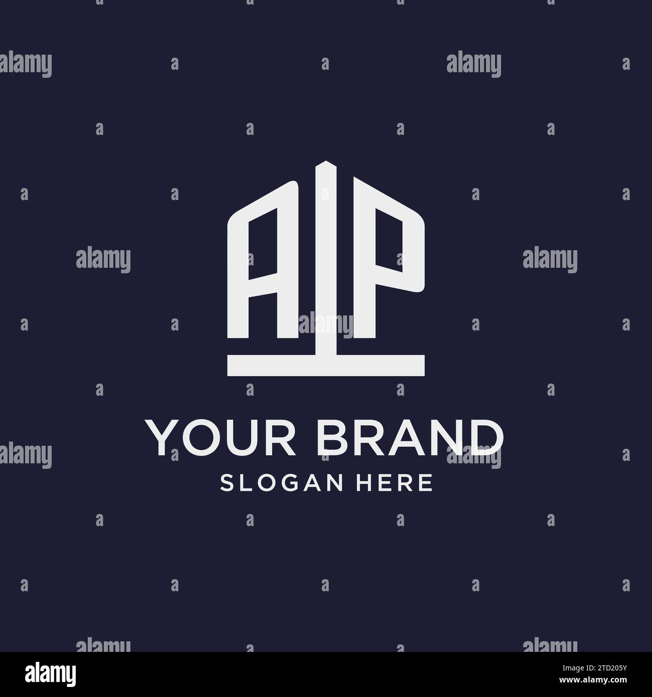 AP initial monogram logo design with pentagon shape style design ideas Stock Vector