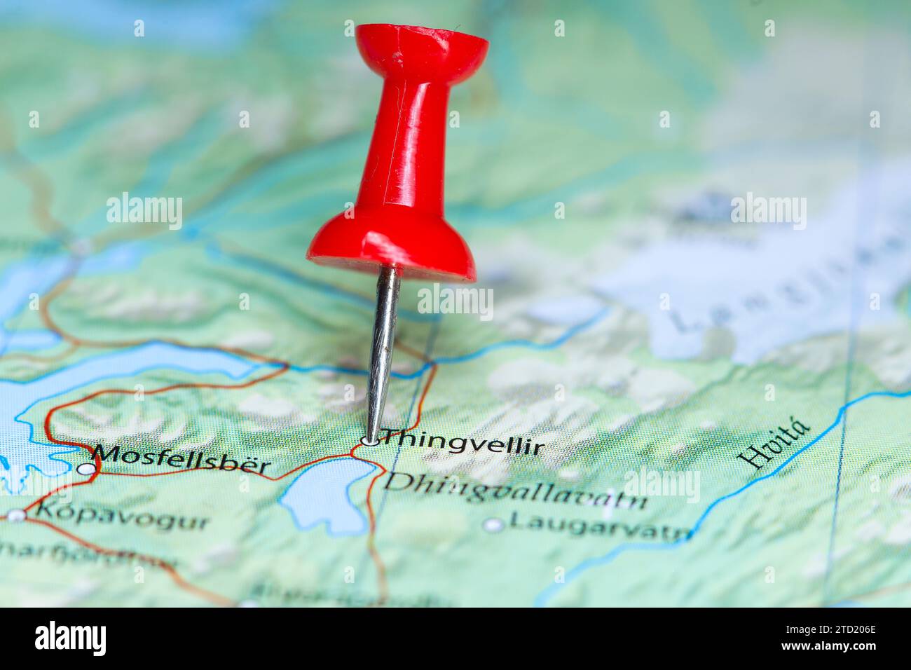 Thingvellir, Iceland pin on map Stock Photo