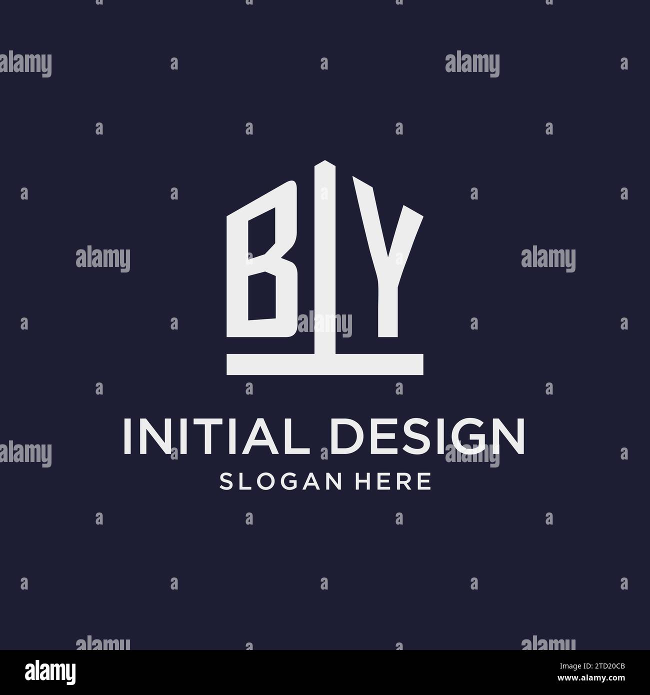 BY initial monogram logo design with pentagon shape style design ideas Stock Vector