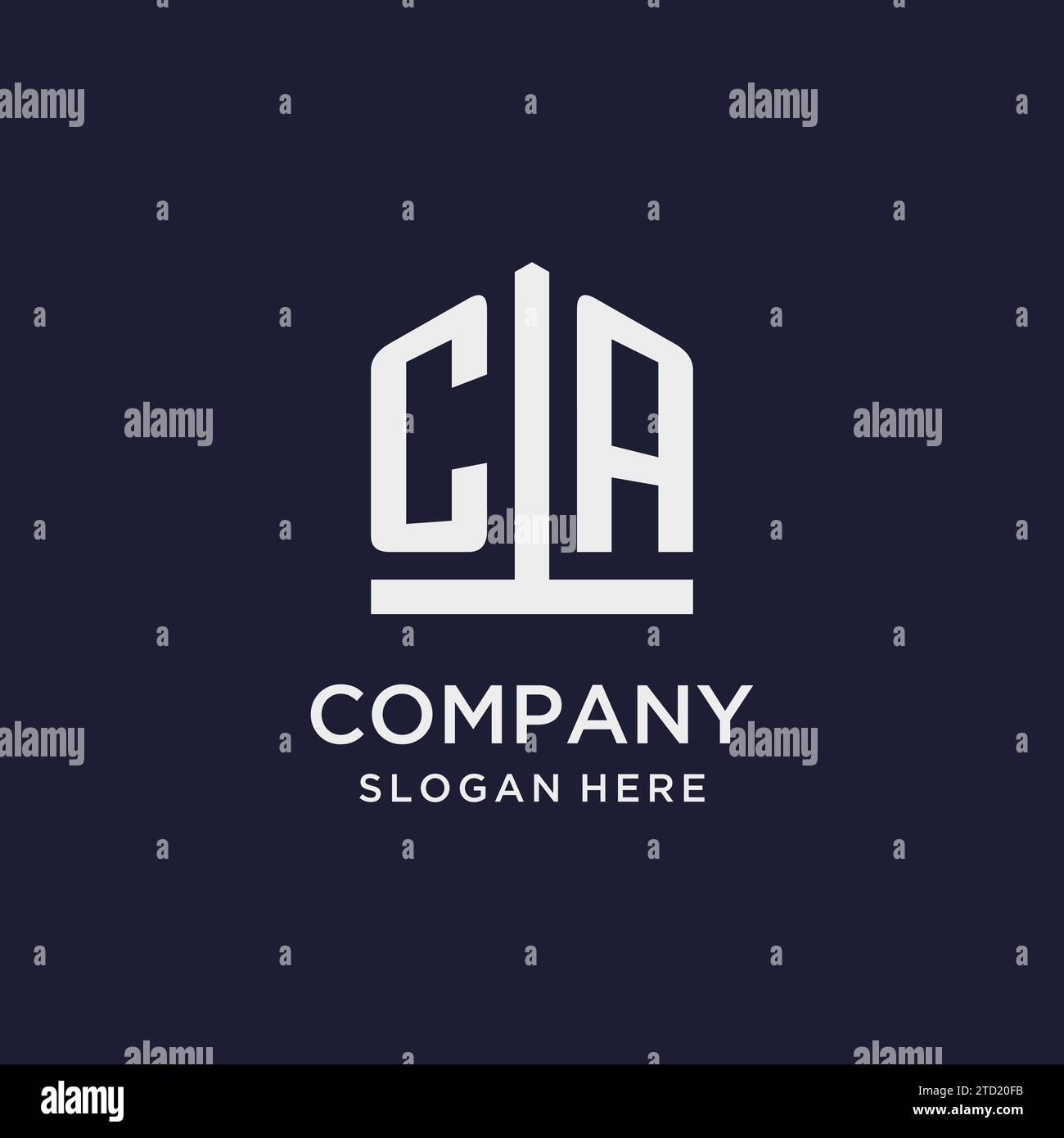 CA initial monogram logo design with pentagon shape style design ideas Stock Vector