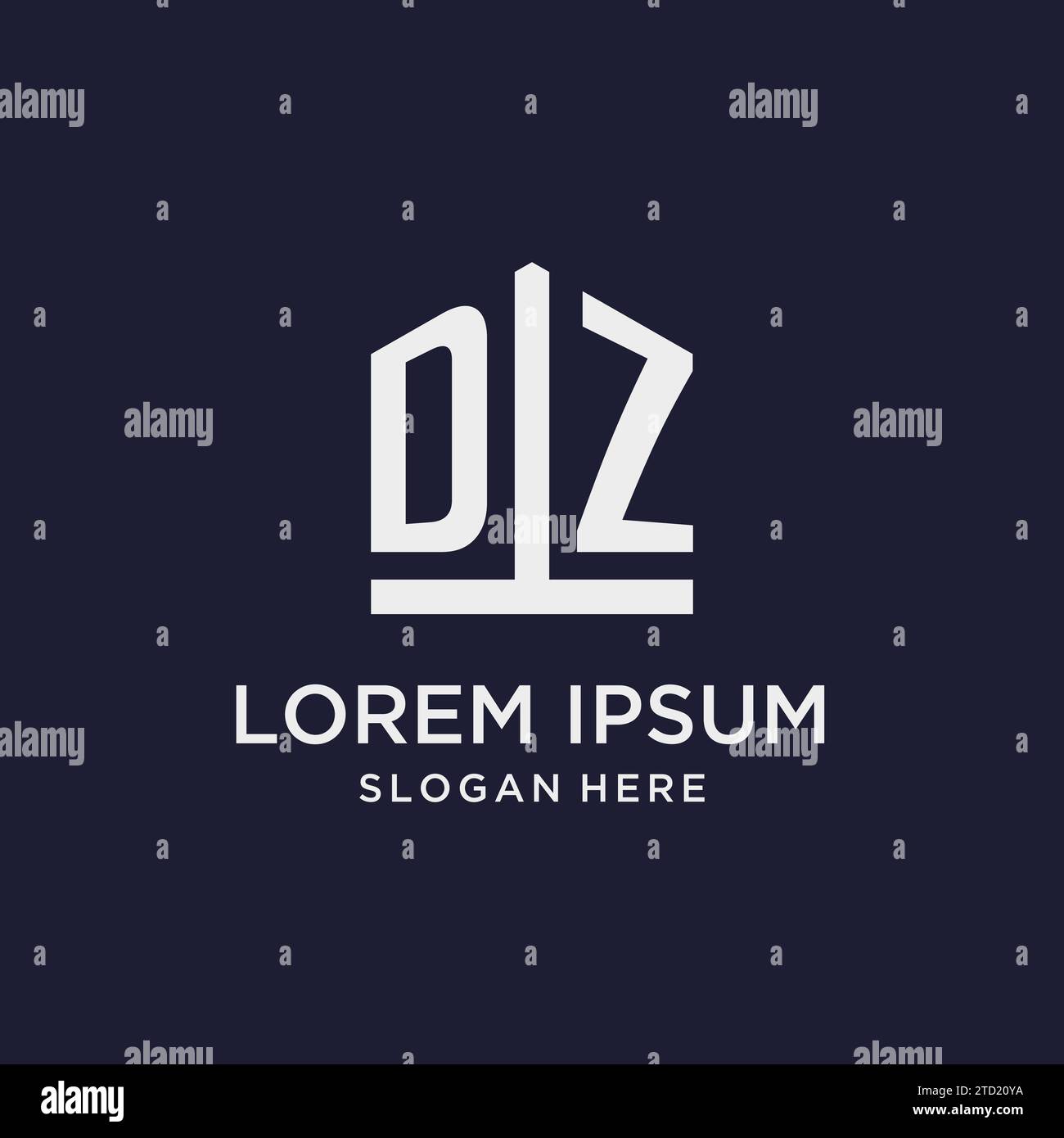 DZ initial monogram logo design with pentagon shape style design ideas ...