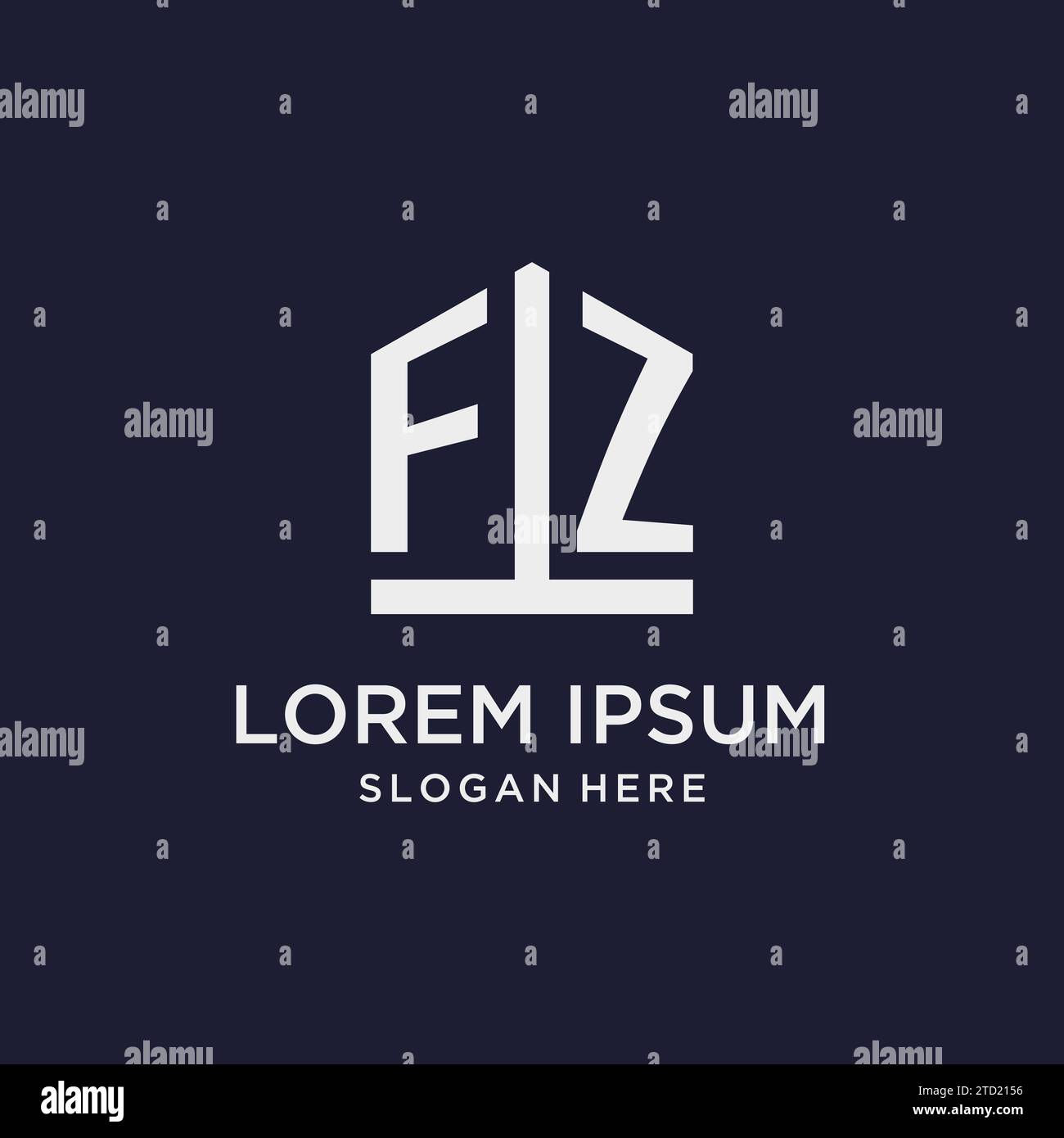 FZ initial monogram logo design with pentagon shape style design ideas ...