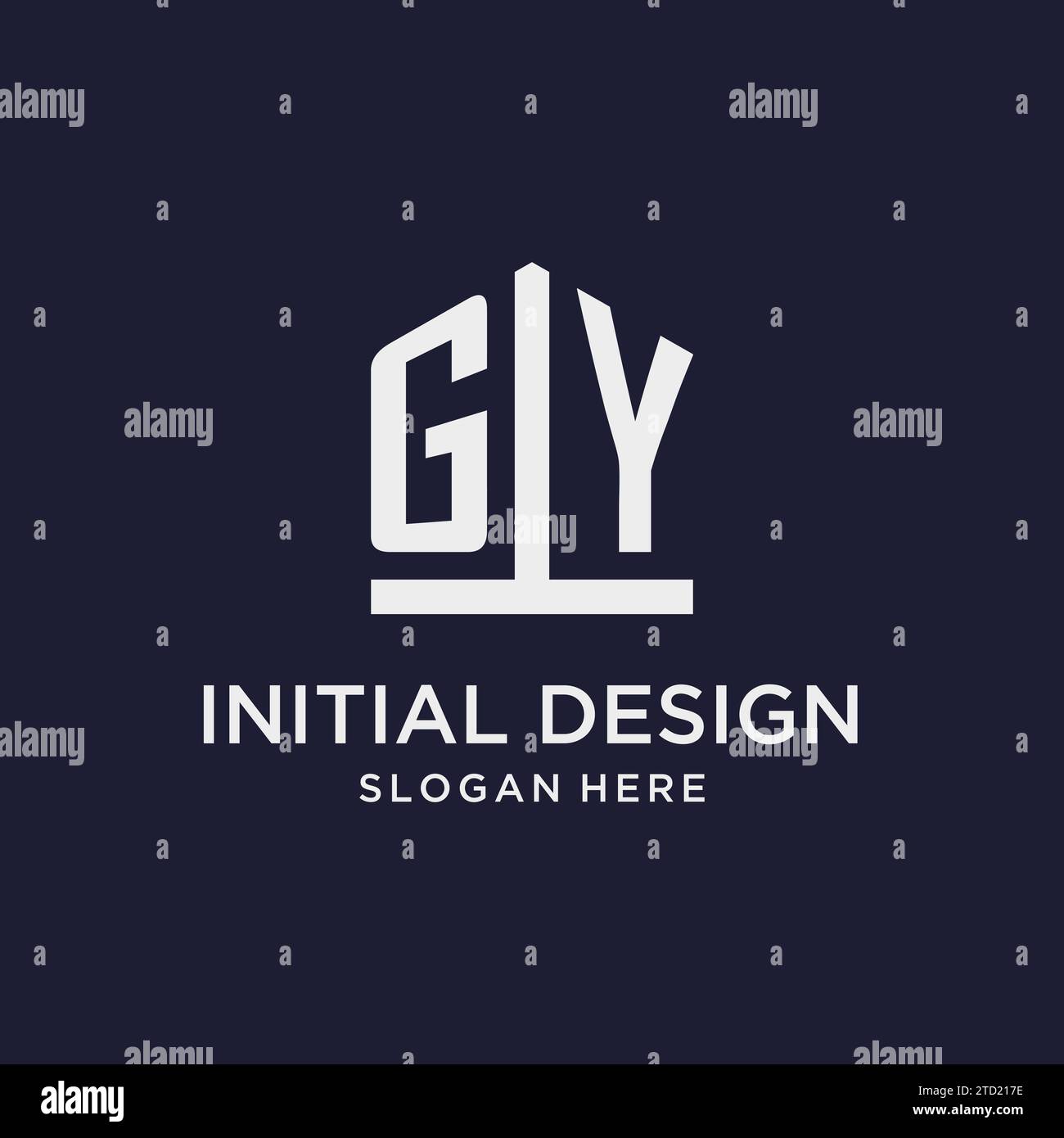 GY initial monogram logo design with pentagon shape style design ideas Stock Vector
