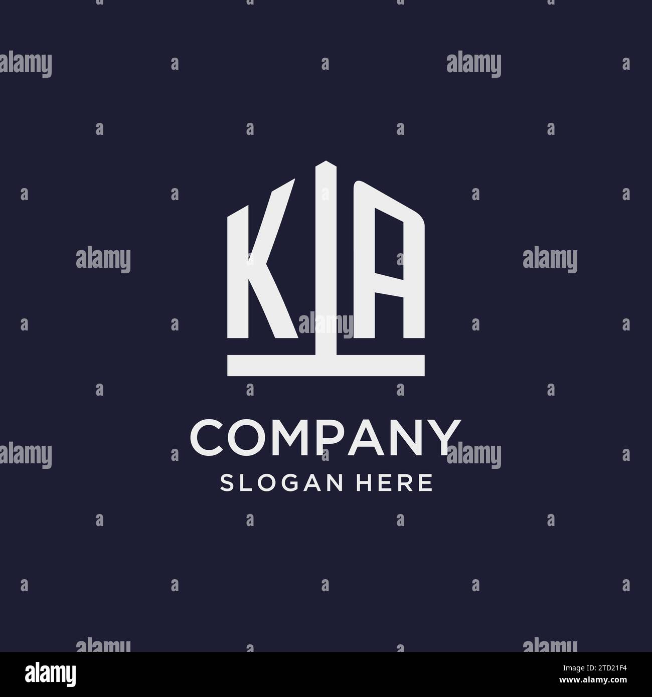 KA initial monogram logo design with pentagon shape style design ideas ...