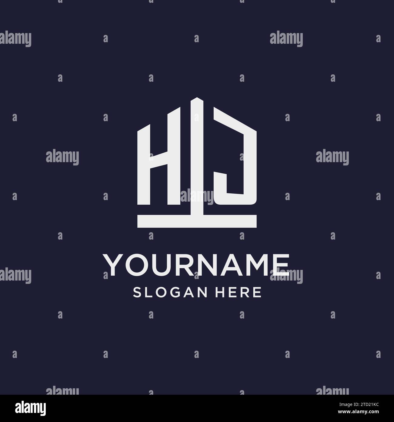 HJ initial monogram logo design with pentagon shape style design ideas ...